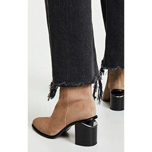 Alexander Wang Suede Ankle Boots Taupe Block Heel Zip Booties Size 36.5 US 6